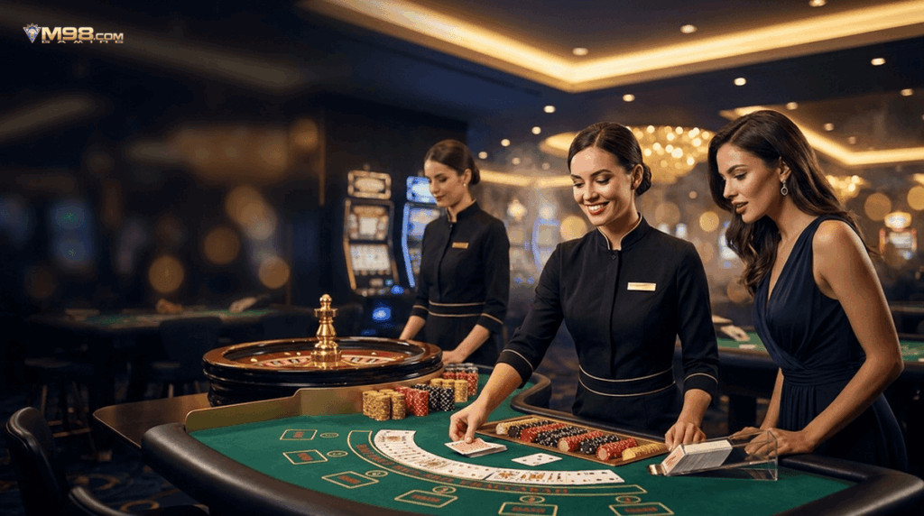 M98 Live Casino คาสิโนสดบรรยากาศหรูหราพร้อมดีลเลอร์มืออาชีพ